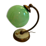 Brass table lamp, 30s-40s, clichy glass globe