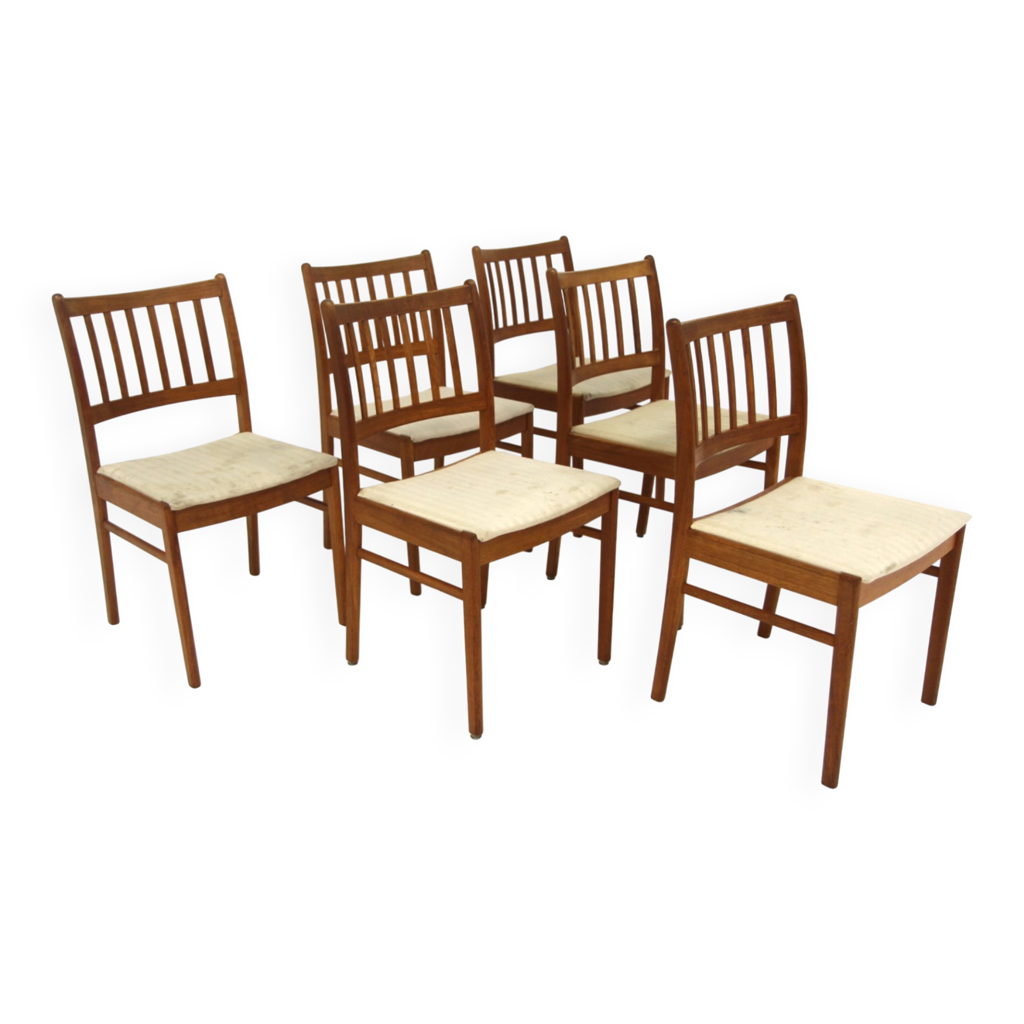Set de 6 chaises scandinave en noyer, Suède, 1960