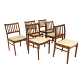 Set of 6 Scandinavian walnut chairs, Sweden, 1960.