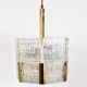 Kalmar Suspension Tambour Drum, Brass, Frosted Textured Glass, Austria, 1960s