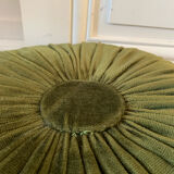 Olive green velvet pouf