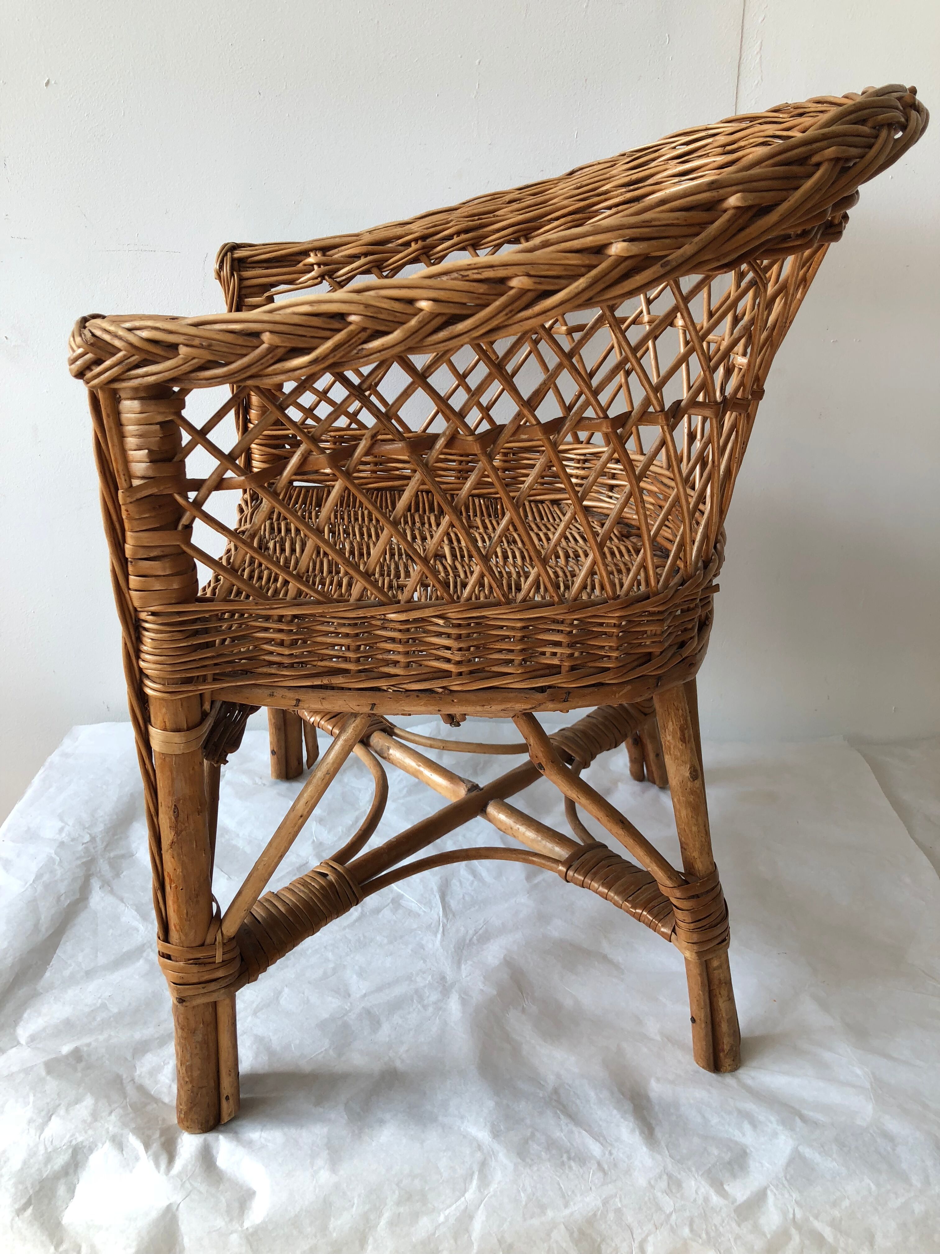 Child armchair vintage rattan