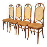 Set of 4 Vintage Bentwood Dining Chairs: Cane Back, Thonet Style