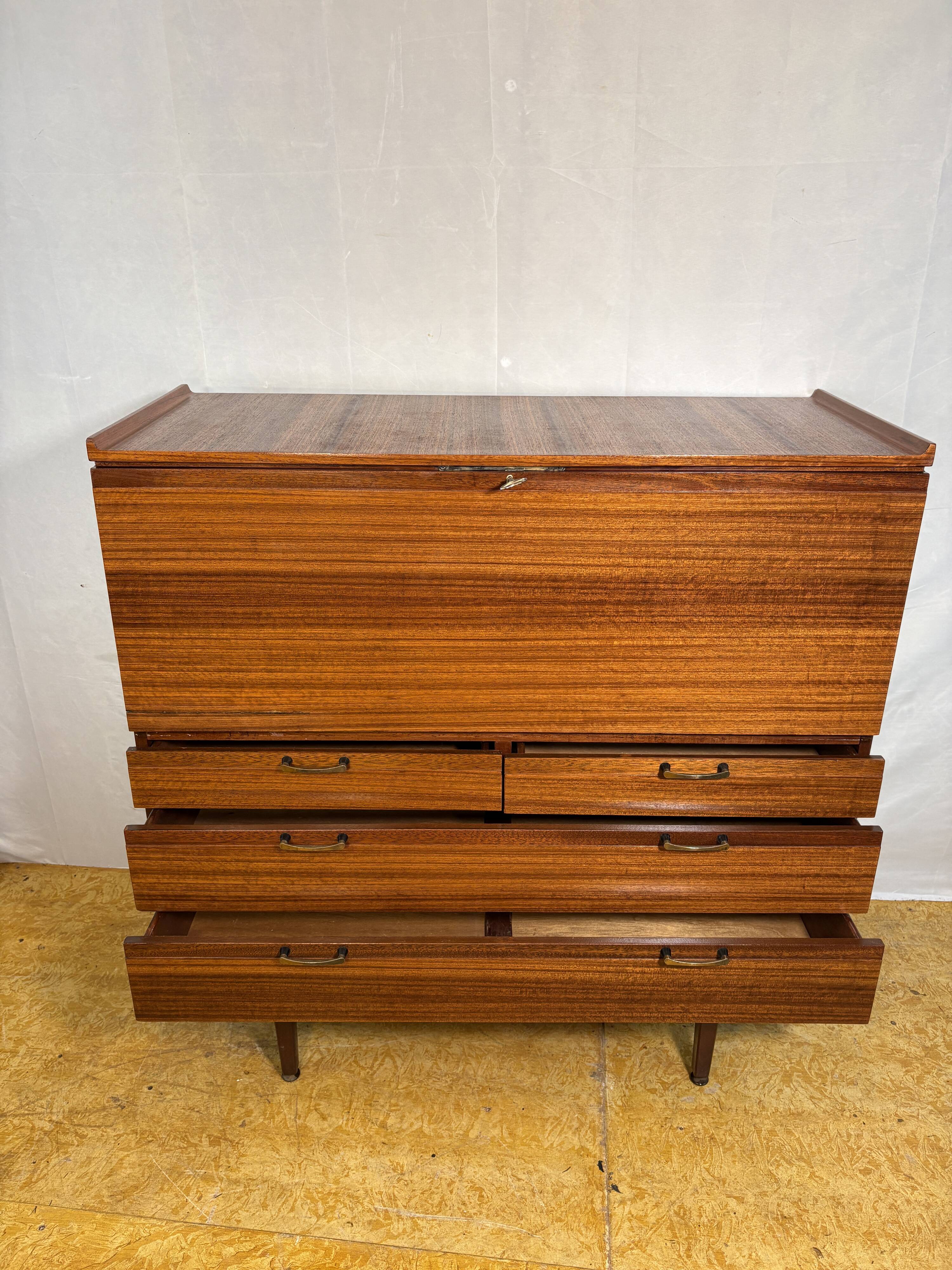 Mid-Century Retro Vintage Teak Bureau / Desk by Meredew 1960  Large Writing