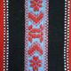 Traditional rustic red wool rug with stylized design and stripes, authentic hand-woven 160x230cm