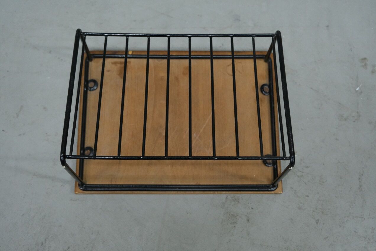 Scandinavian teak string wall shelf, 1960s