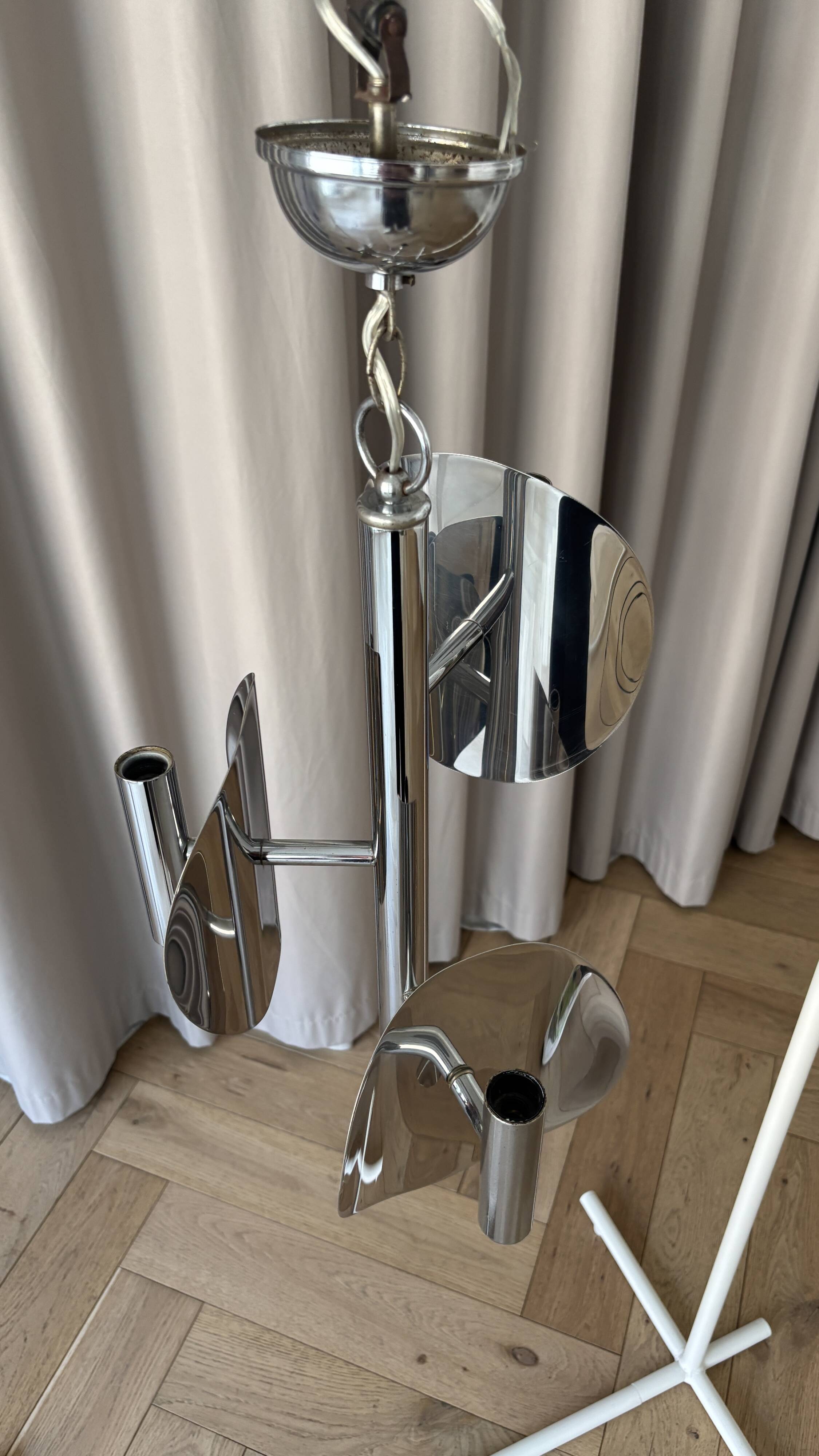 1970s Space Age chrome chandelier – 3 lights