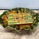 Old asparagus dish vallauris d.m. ceramic green & yellow vintage