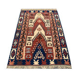Wool antique kilim, tribal motif wool area rug- 212x290cm