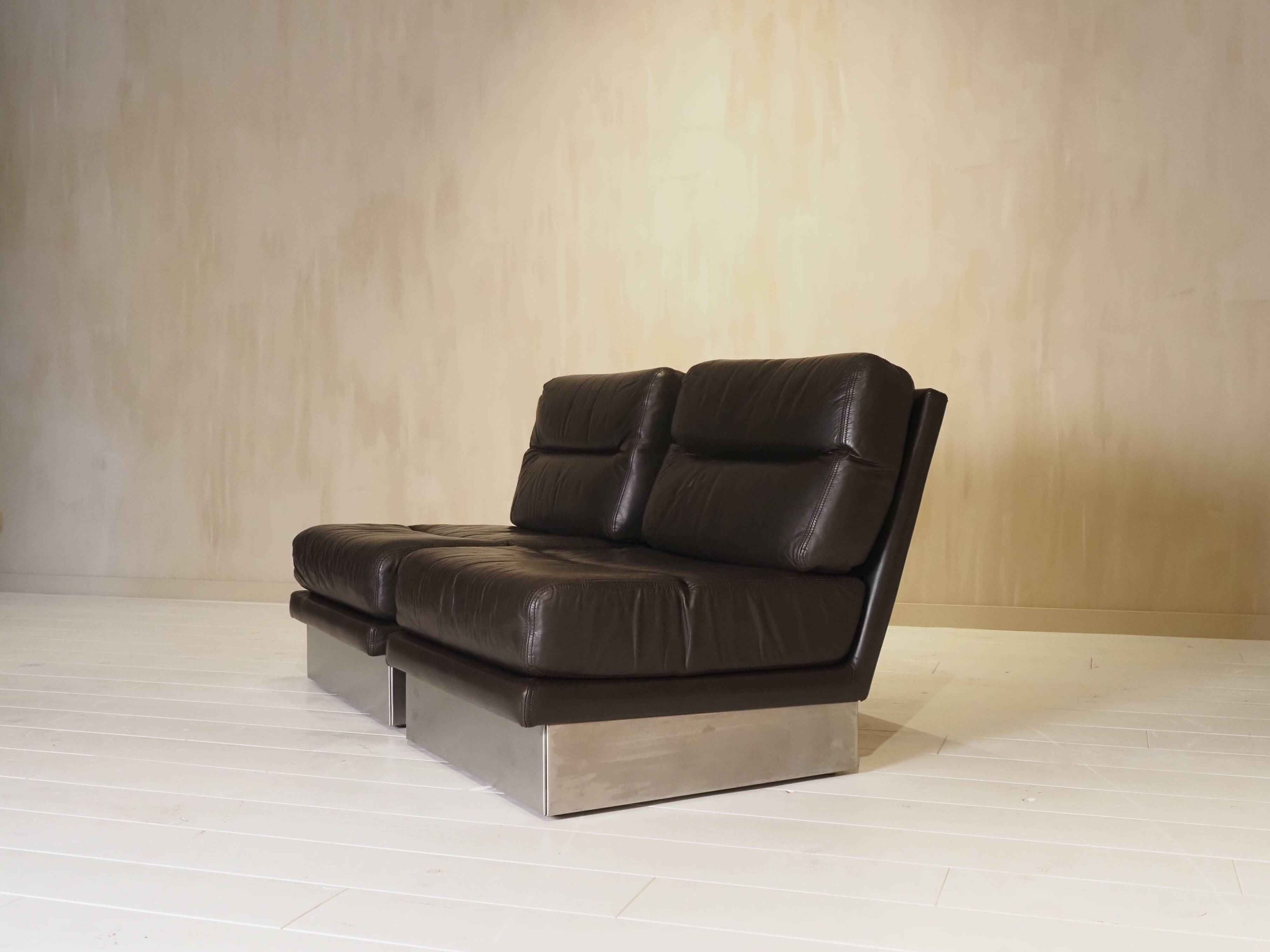 Roche Bobois French lounge chair set from the 1970s