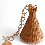 Rustic Midcentury Wicker Pendant Lamp, Spain, 1950s