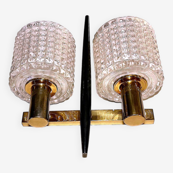 Carl fagerlund, wall lamp, brass & crystal, by , mid-century sweden