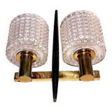 Carl fagerlund, wall lamp, brass & crystal, by , mid-century sweden
