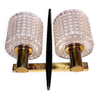 Carl fagerlund, wall lamp, brass & crystal, by , mid-century sweden