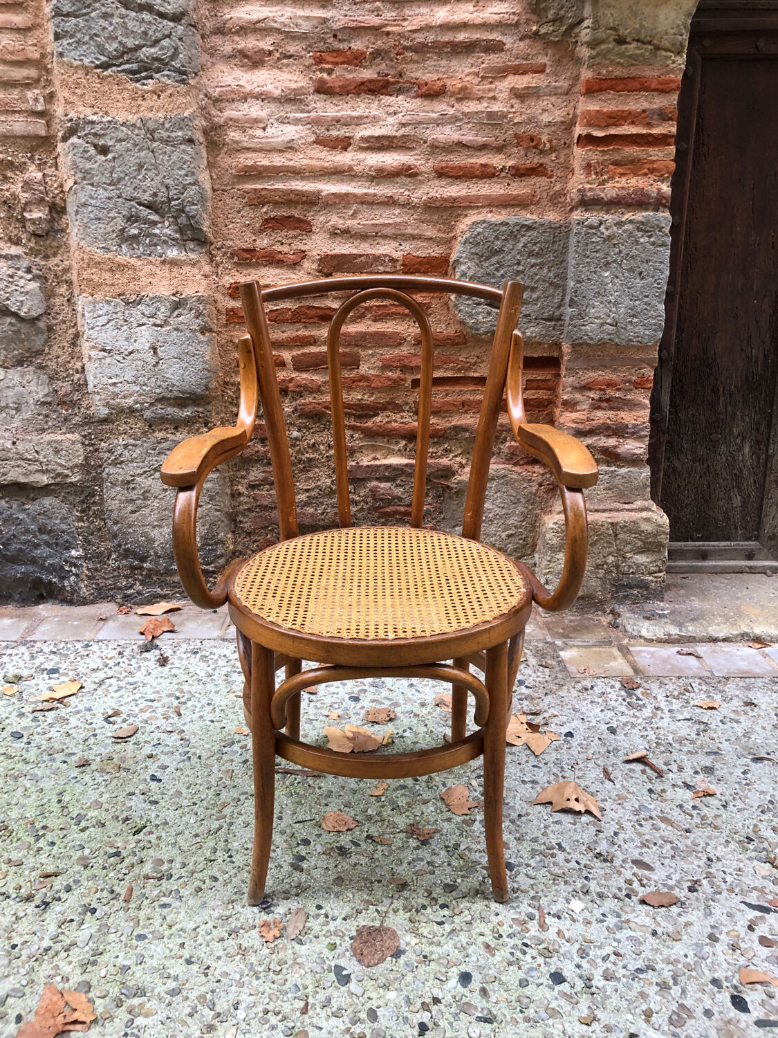 Armchair in bentwood and caning