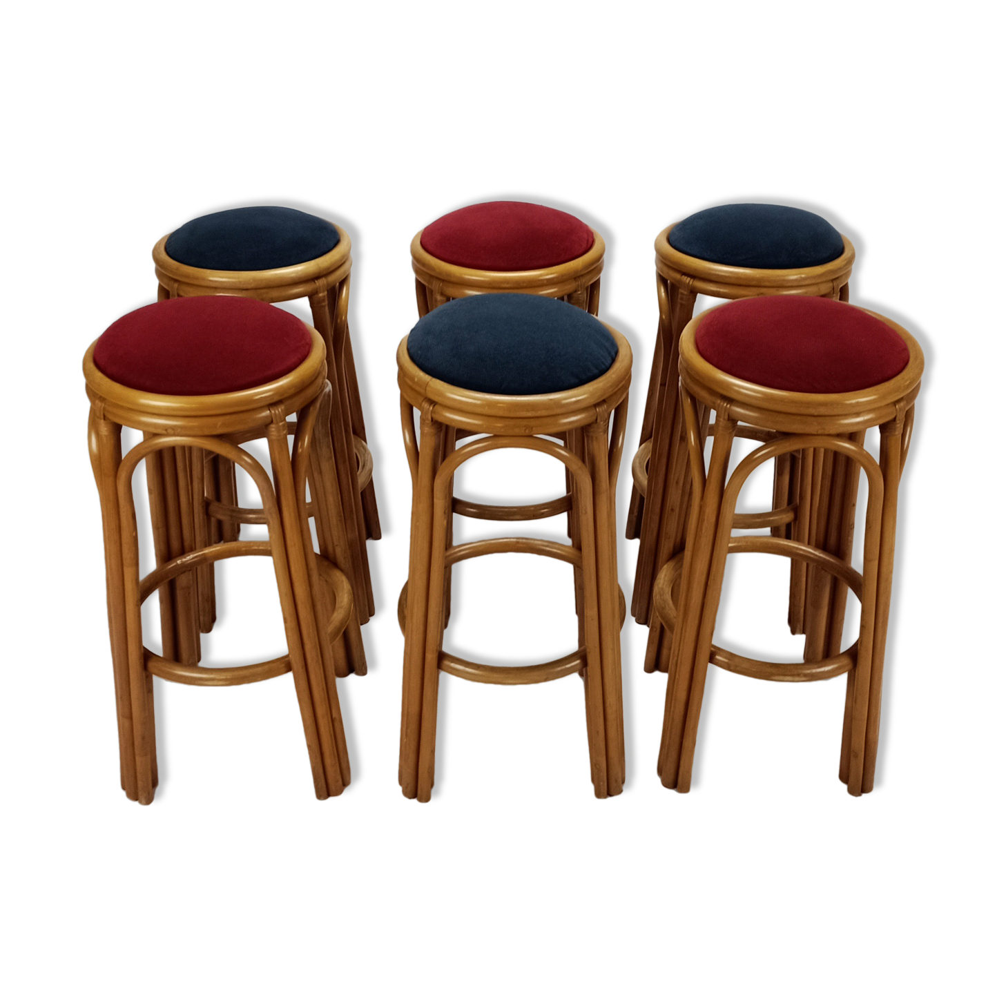 Set of 6 vintage bamboo barstools, 1960s