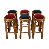 Set of 6 vintage bamboo barstools, 1960s