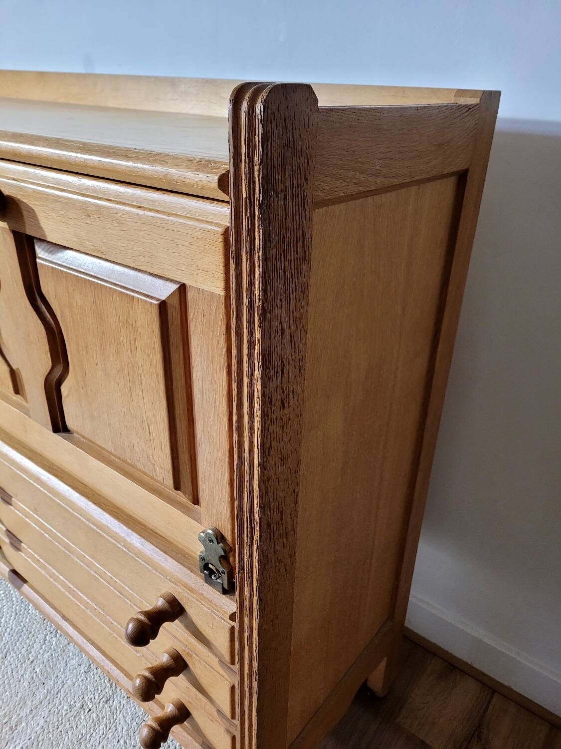 Vintage design oak buffet by Guillerme and Chambron