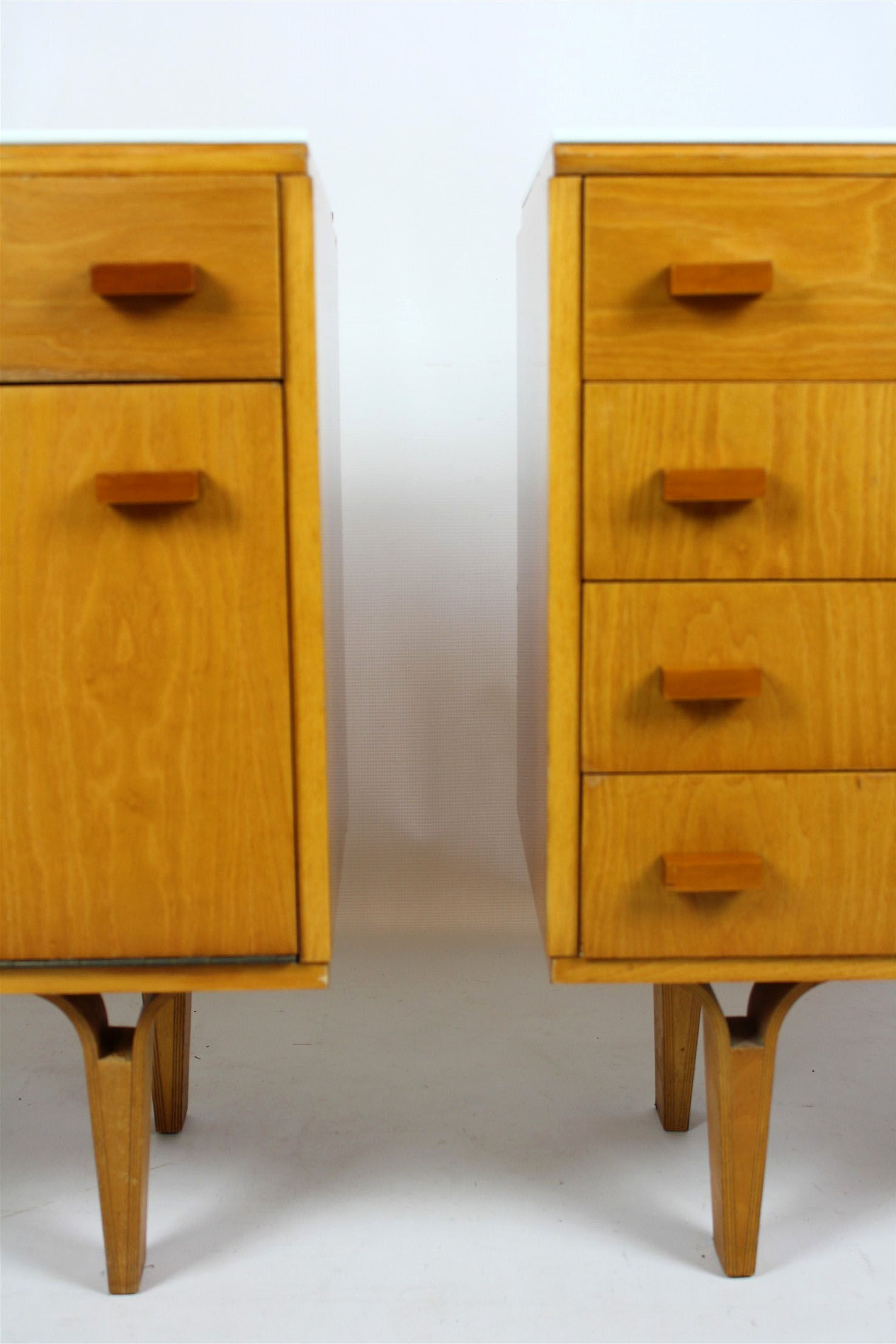 Set of 2 nightstands with glass tops from N. Domov, 1970s