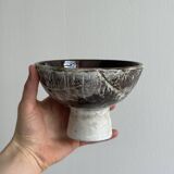 Textured ceramic footed bowl