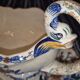 Tableware set, rooster with peonies or dolphin, Gien 1940