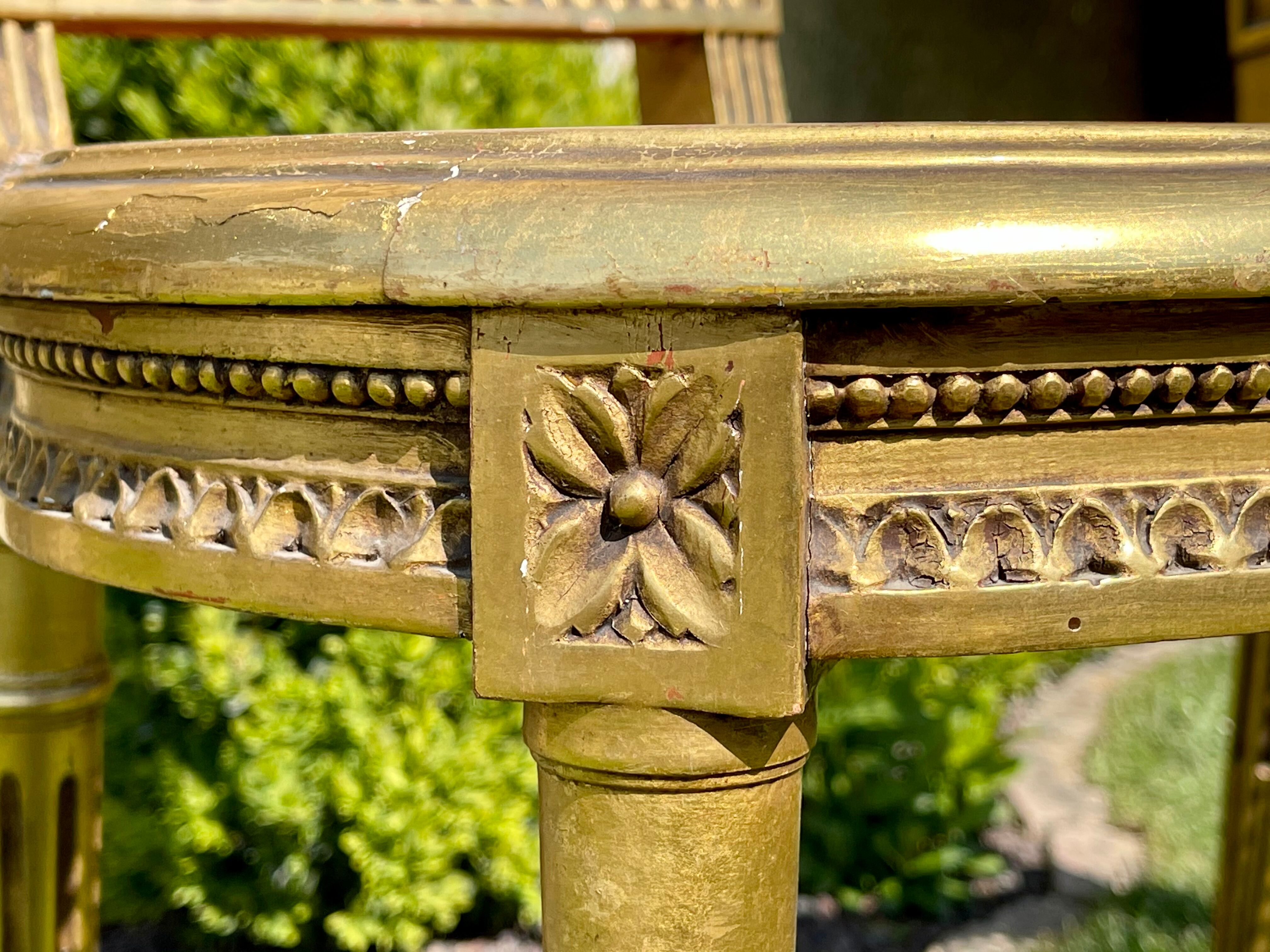 Pair of Golden Wood Chairs - Louis XVI Style Cannage