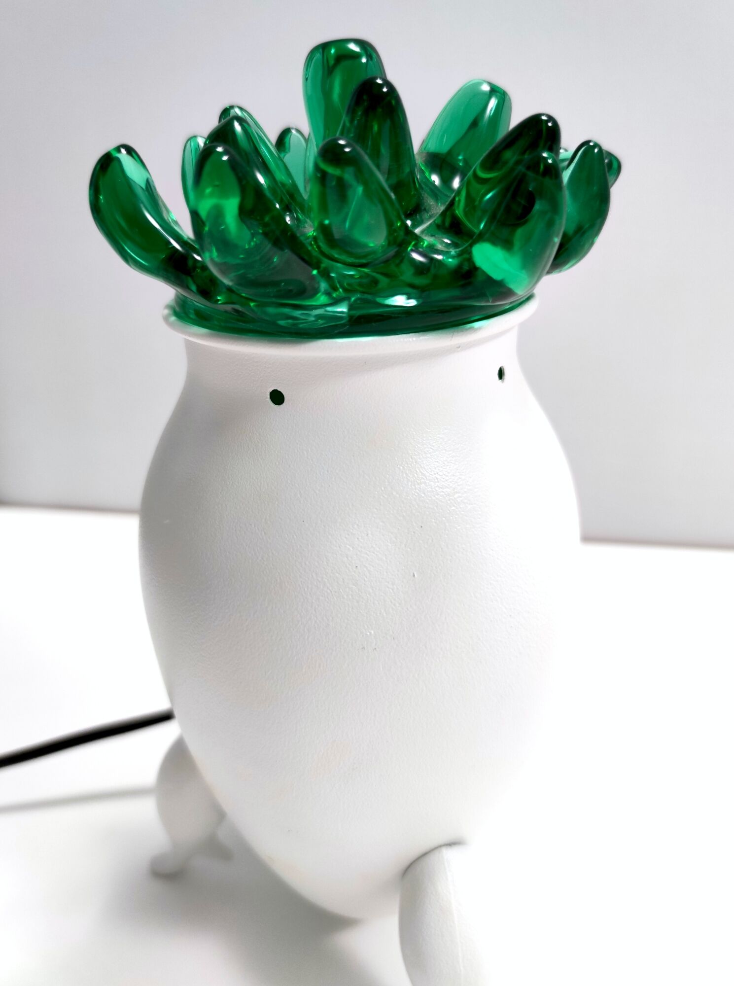 Postmodern Green Murano Glass and White Aluminum Table Lamp, Italy
