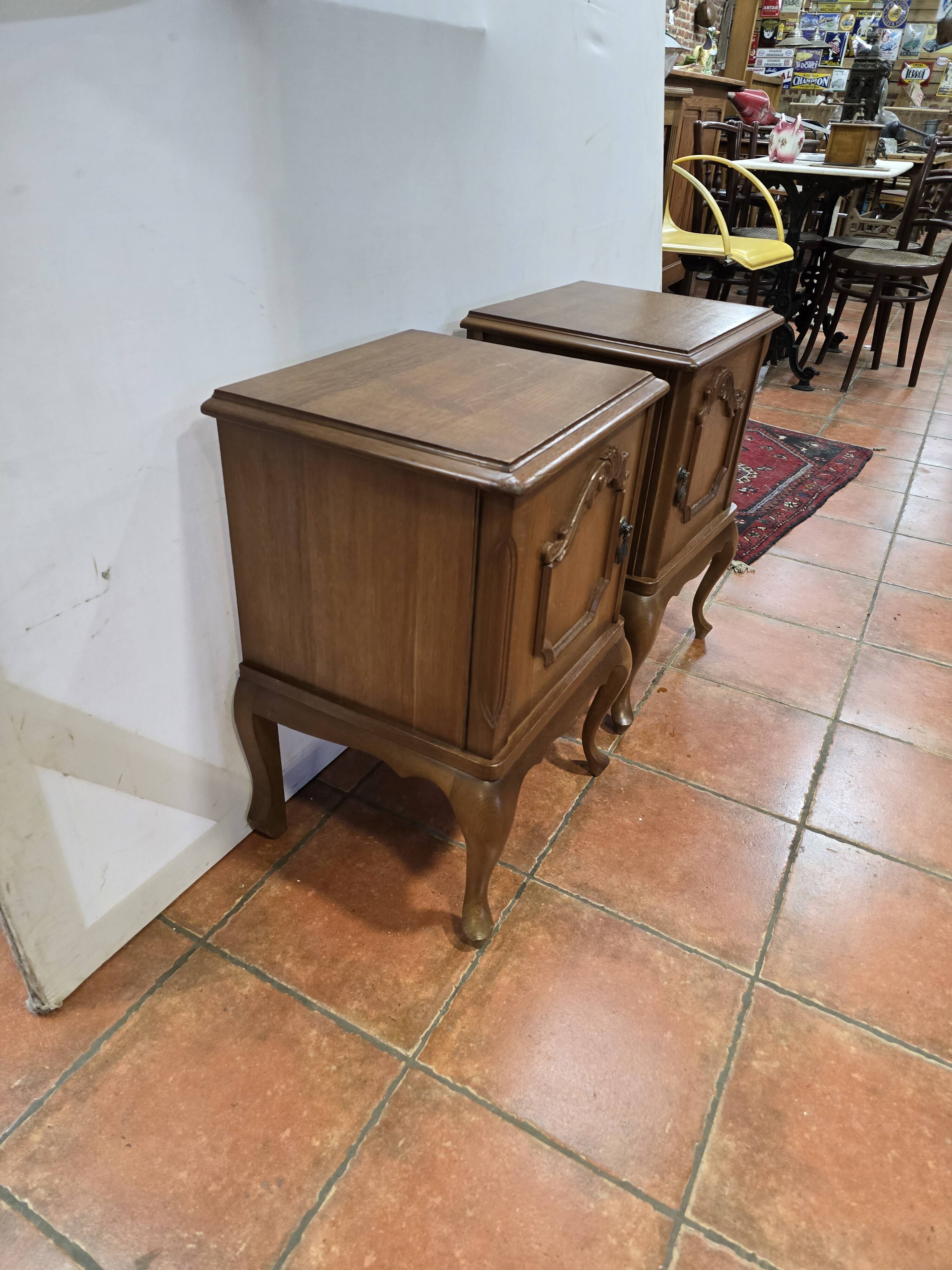 Pair of vintage 1960s oak bedside tables