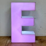 Vintage pink illuminated letter e , 1970s