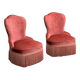 Paire de fauteuils crapaud velours rose vintage 1960