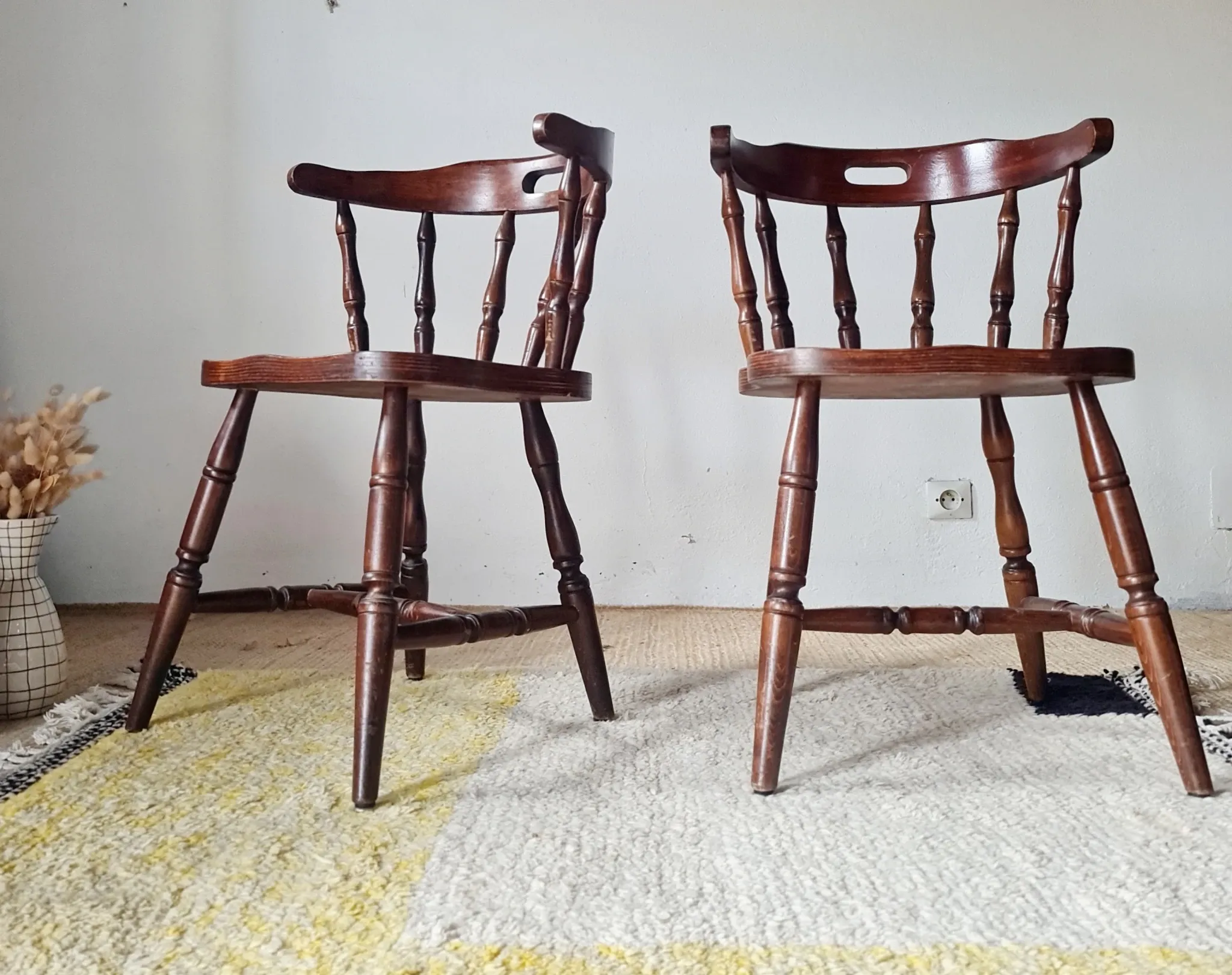 Lot de 4 Chaises Bistrot Western en Bois Massif