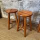2 tabourets en pin vintage années 80