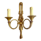 Hunting horn wall light, brass 1950
