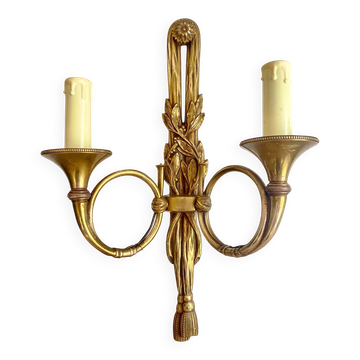 Hunting horn wall light, brass 1950