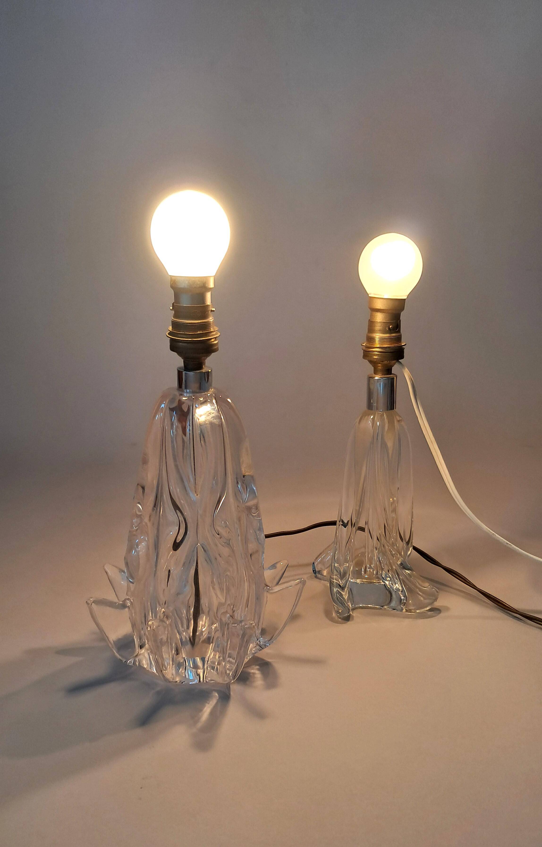 Pair of crystal lamps, France 1940/1950.