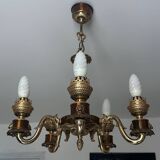 Empire style bronze and copper chandelier, 20th century