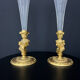 Paire de vases cornets en cristal taillé et bronze doré, de style Empi