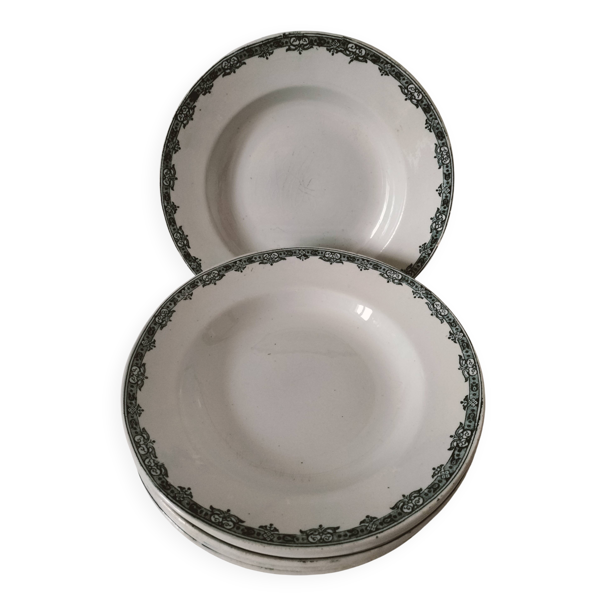 Set of 6 antique soup plates – Ironstone, circa 1900