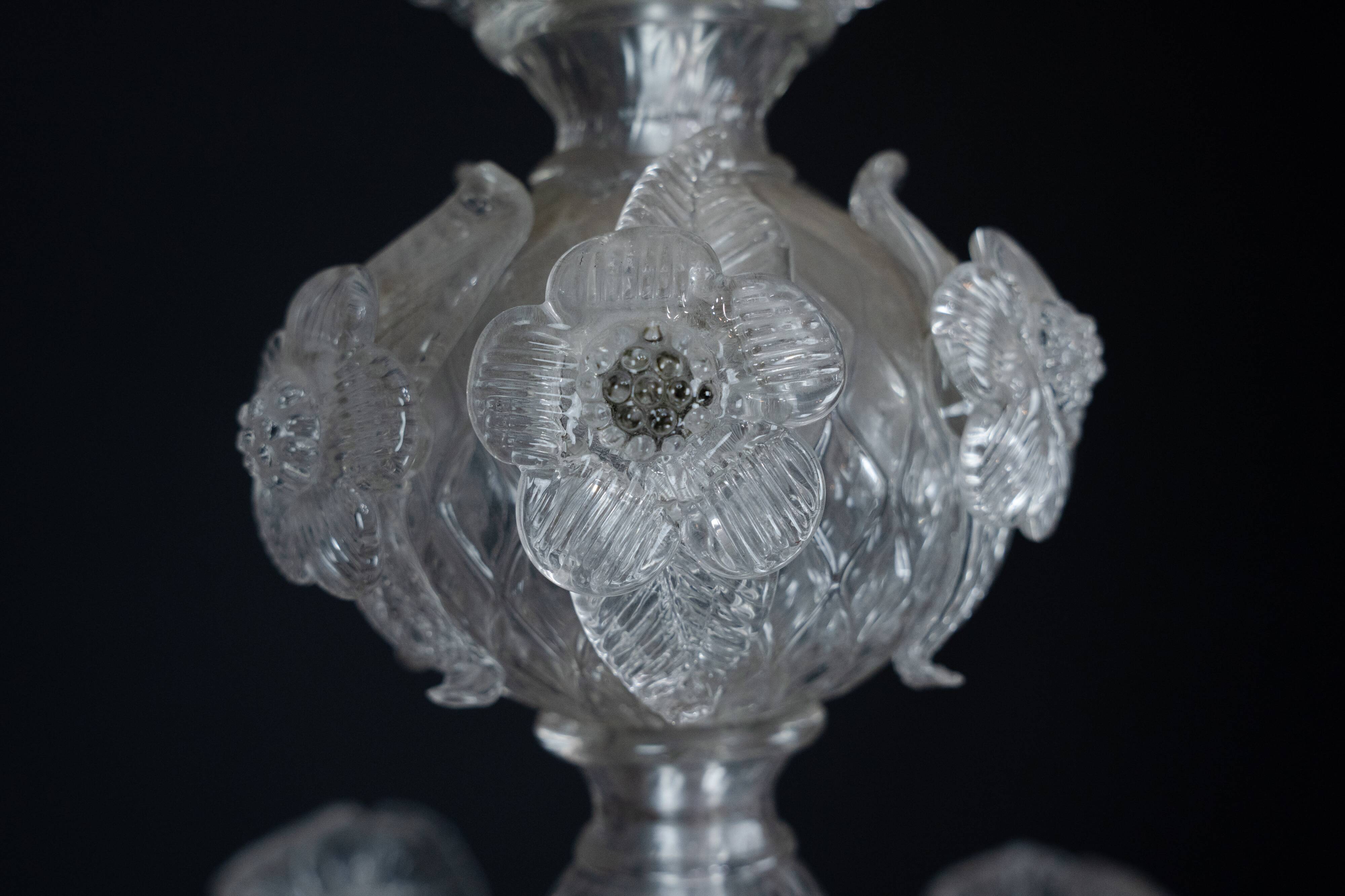 1940s Vintage Murano Clear Glass Chandelier, Classic Italian Art Glass