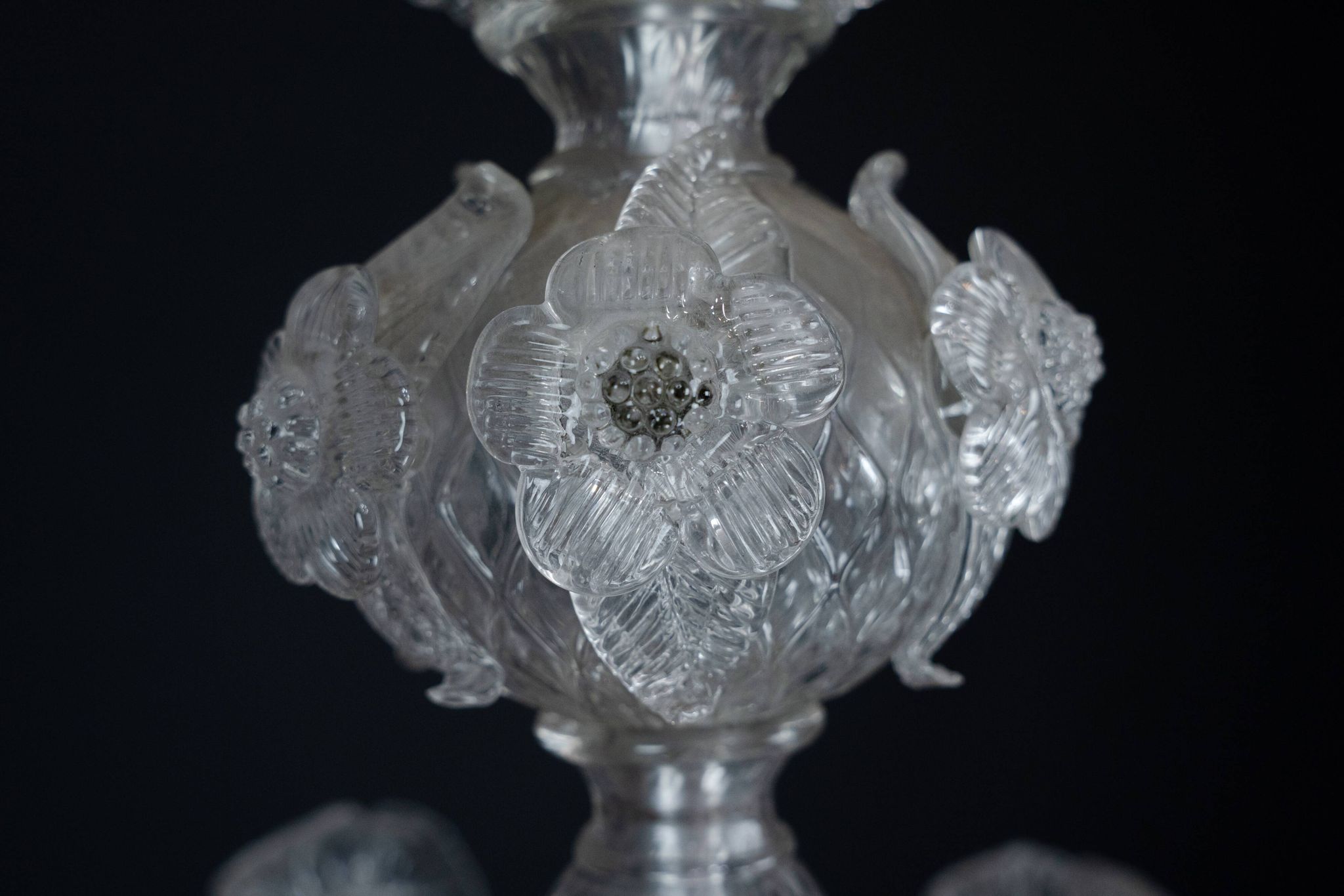 1940s Vintage Murano Clear Glass Chandelier, Classic Italian Art Glass