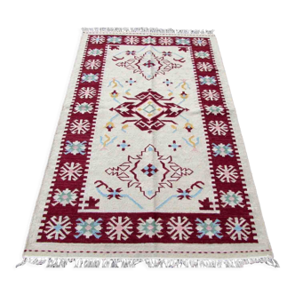 Tapis vintage indien dhurri fait main 121cm x 189cm 1970s