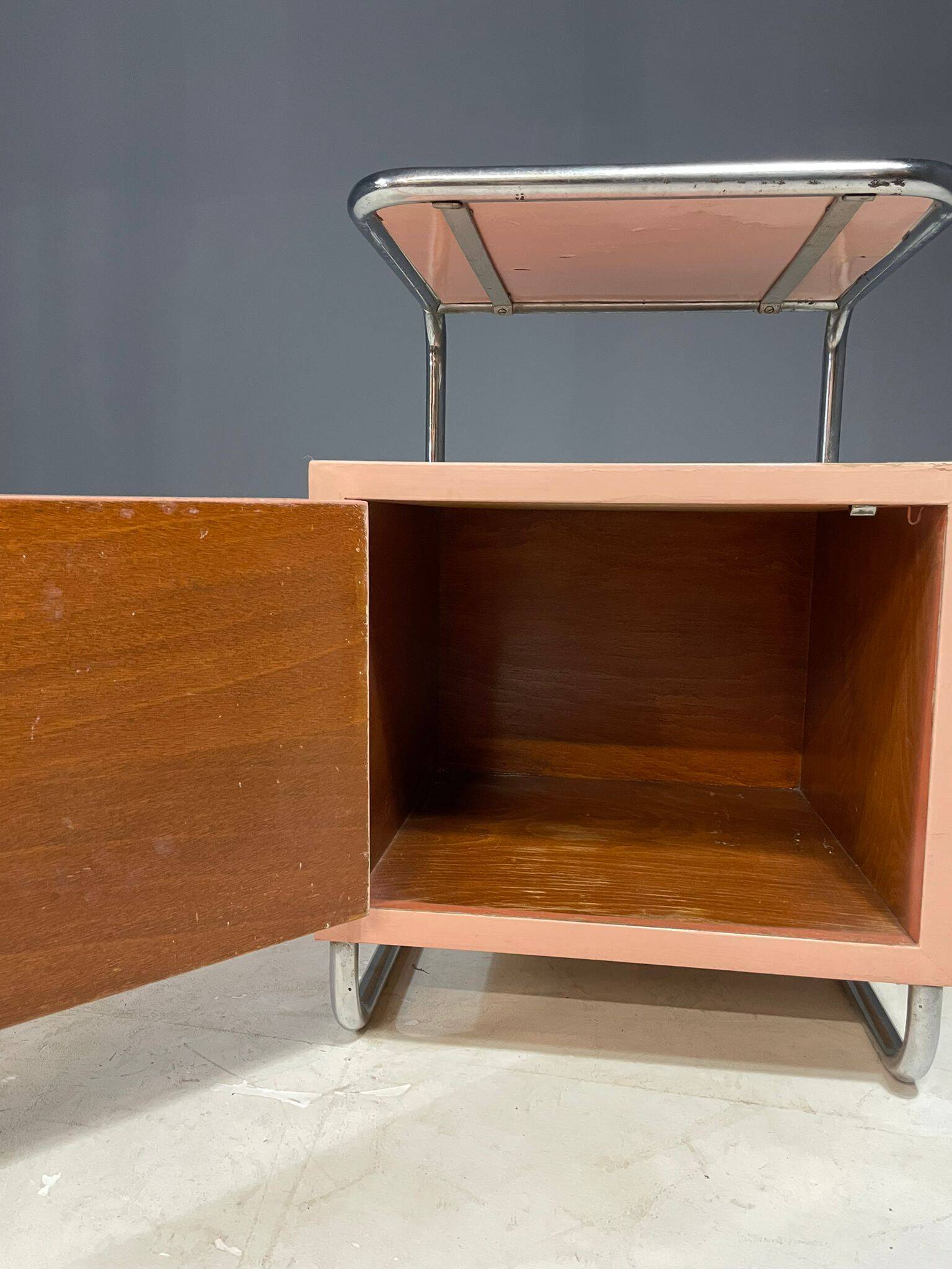 Kovona Bauhaus style bedside table, 1950s, Czechoslovakia