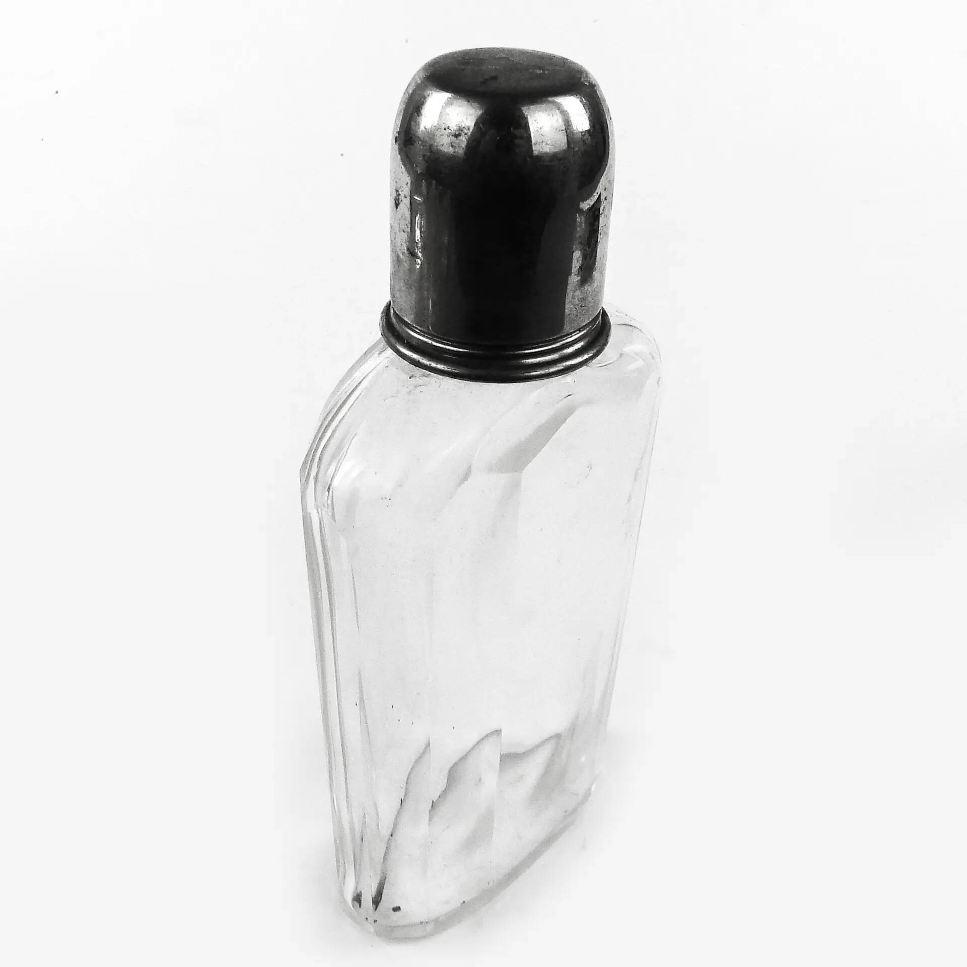 Art Deco hip flask, crystal, France, 1930s