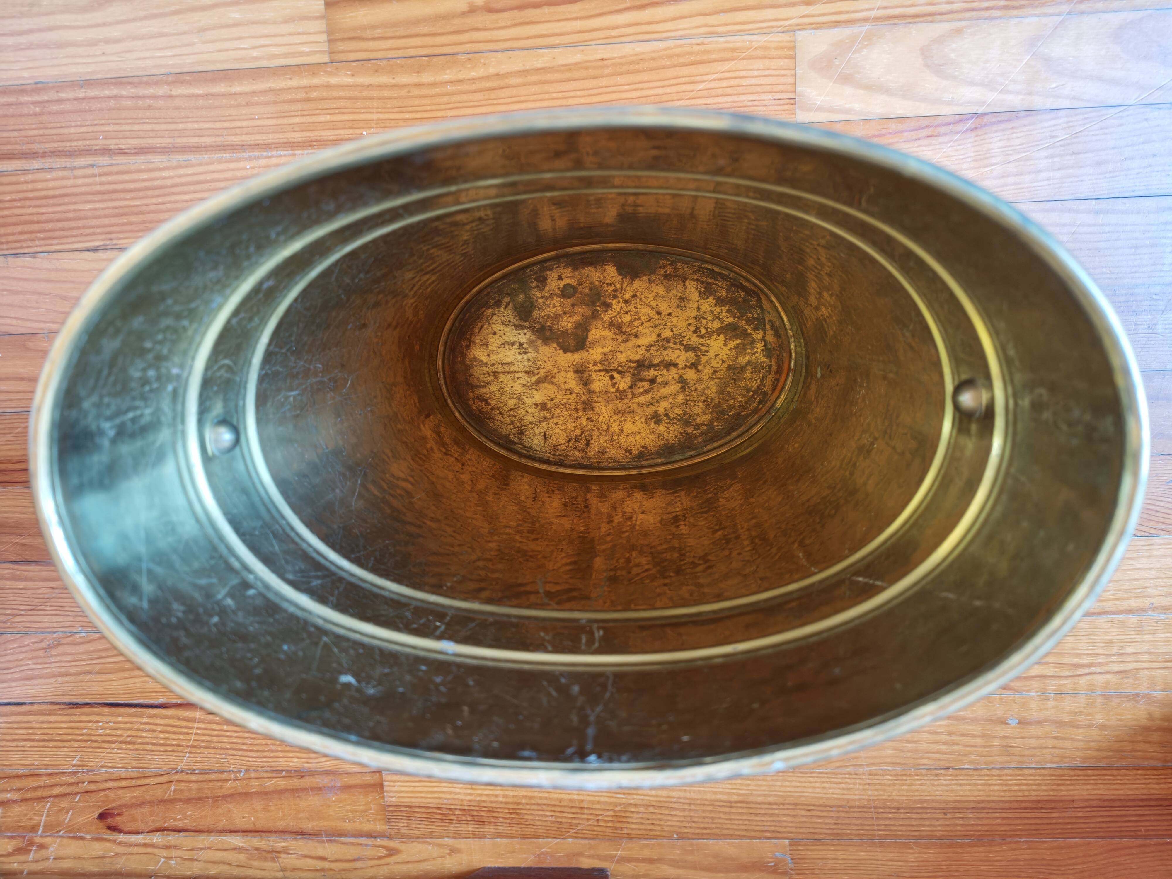 Vintage hammered brass umbrella stand – 1970s-80s