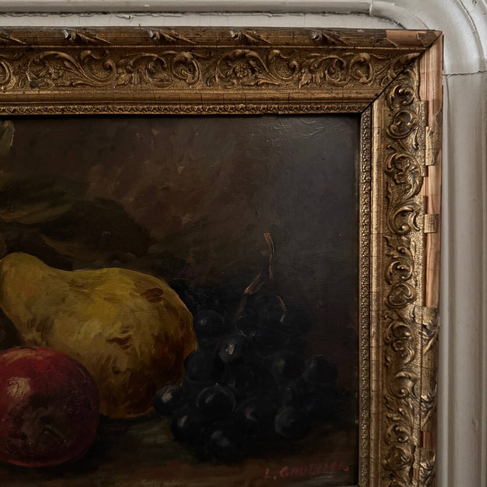 Pair of still lifes, oils on cardboard, fruits, 20th century by L. Gauthier