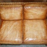 Two-seater leather canapé, hand-tanned, Edwardian style with studs.