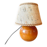 Lampe en bois pied boule