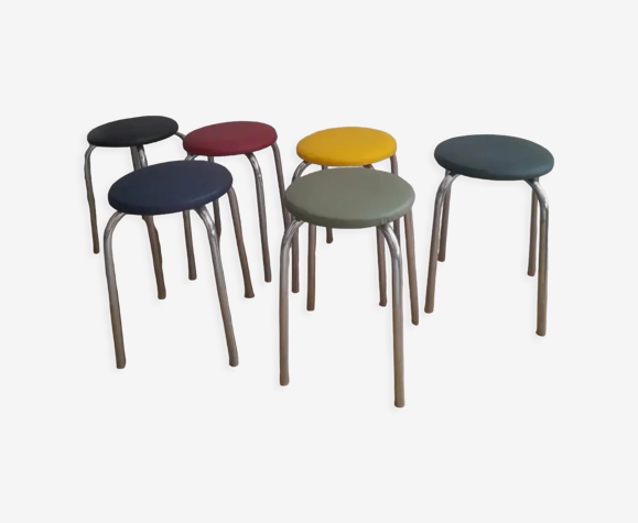 6 tabourets design coloré vintage