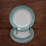 Set of 6 KIFO L'Amandinoise dessert plates with green leaf decor