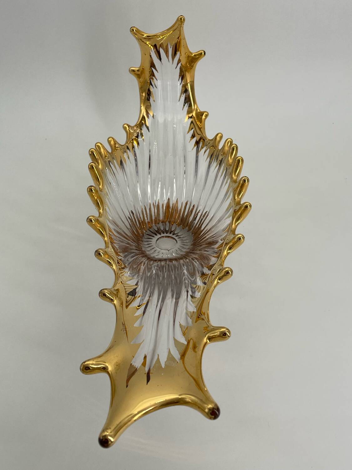 Old Bayel golden crystal vase or fruit bowl